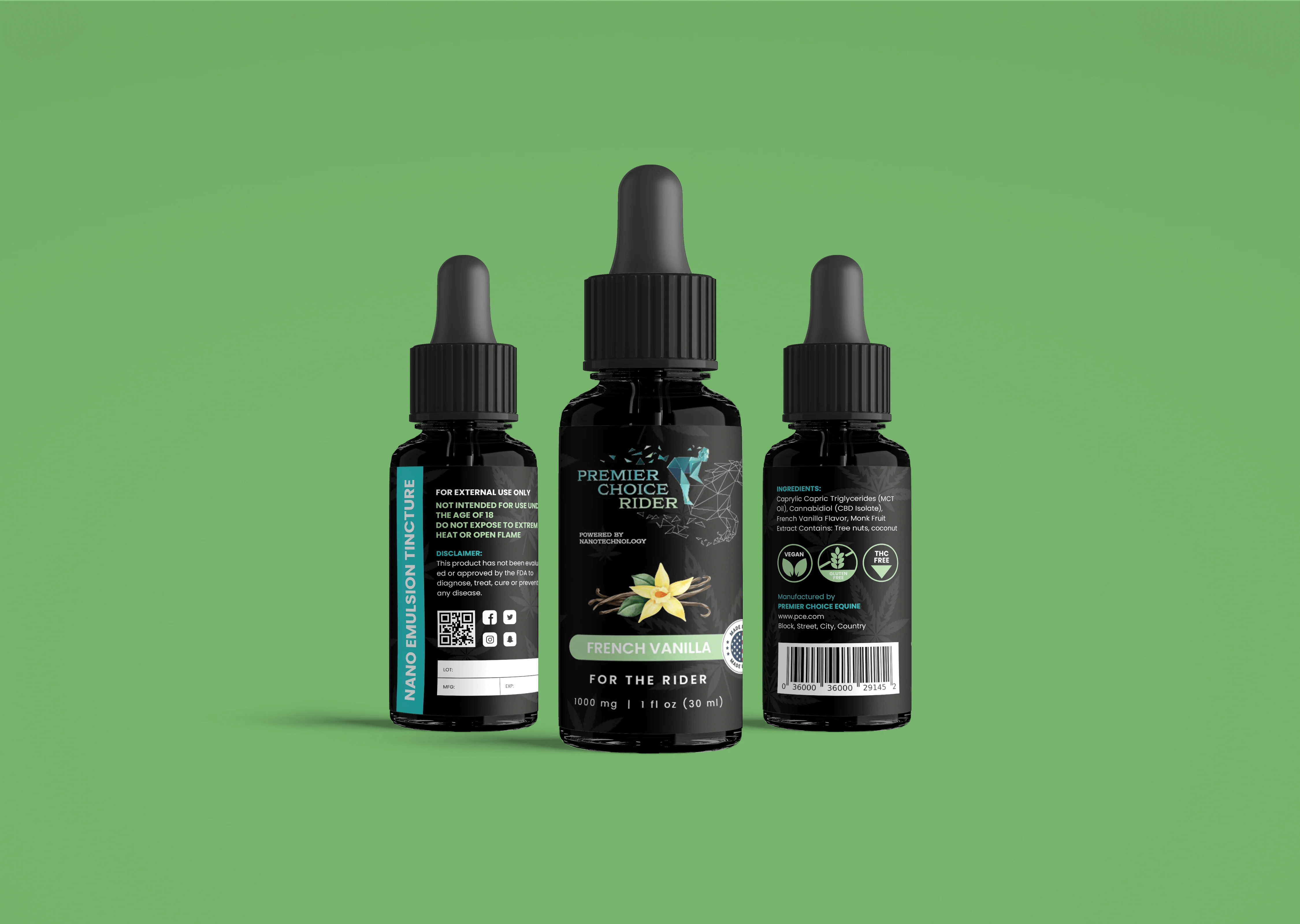 French Vanilla Hemp Oil Drops for equestrian riders - 1000/3000 mg